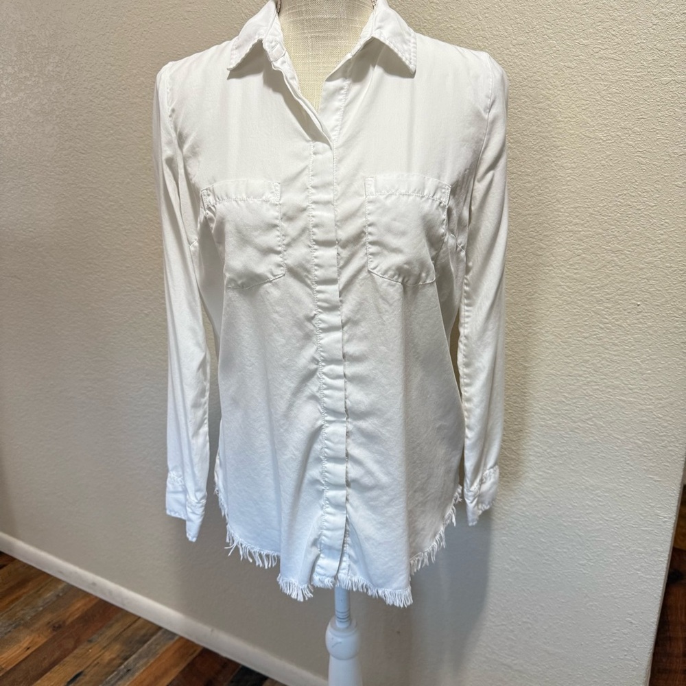 Beach Lunch Lounge - Women’s Long Sleeve Button Front Fringe Shirt - Size XS